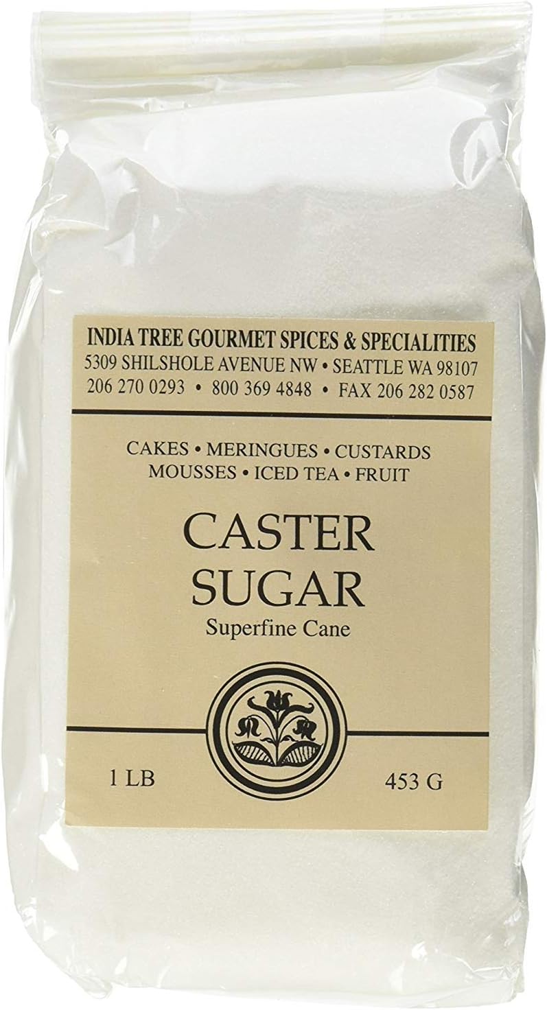 India Tree Superfine Caster Baking Sugar, 1 lb. bag, 2 Pack