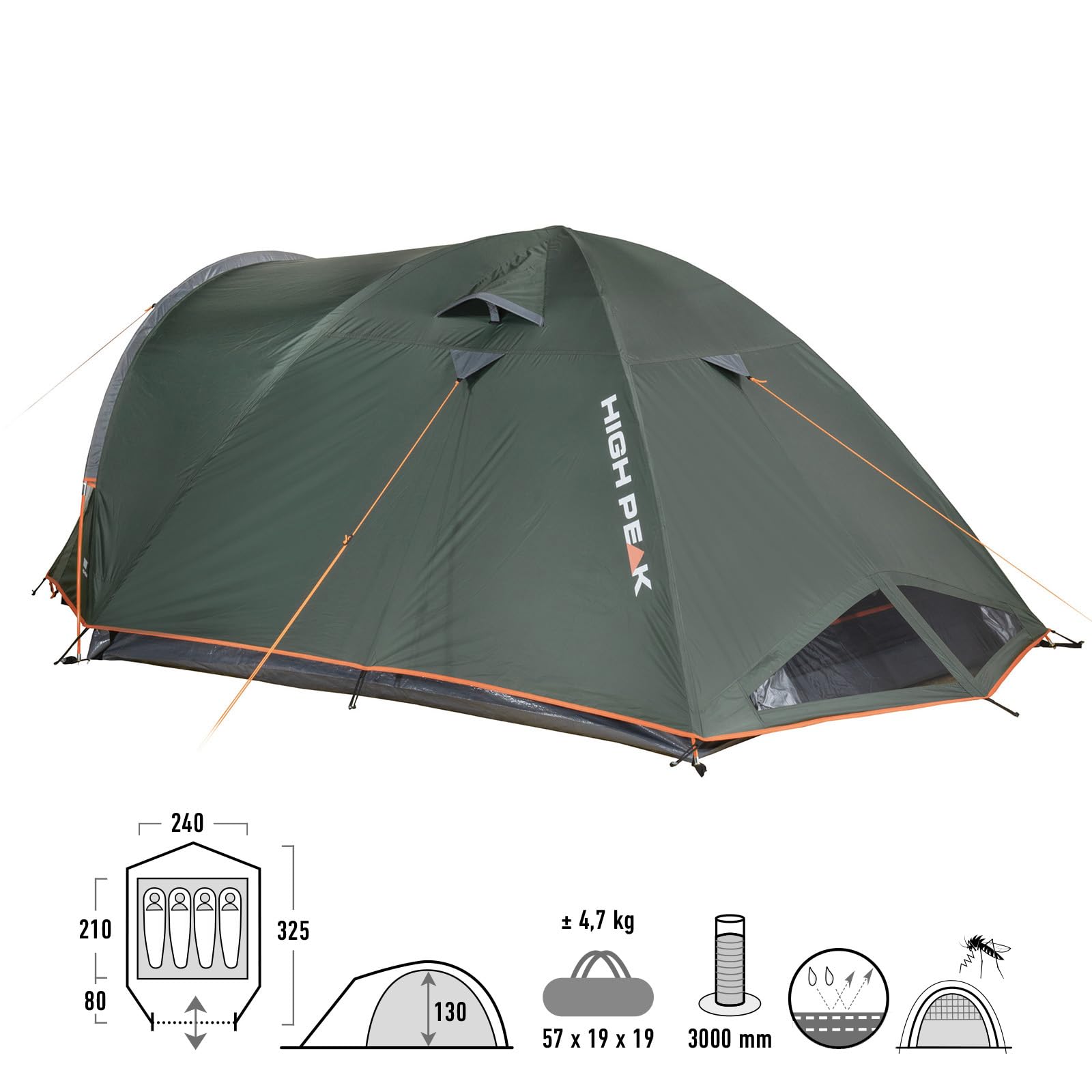 High Peak Kuppelzelt Nevada 2 3 4 Personen Camping Trekking Iglu Zelt Vorraum Nevada 4.1