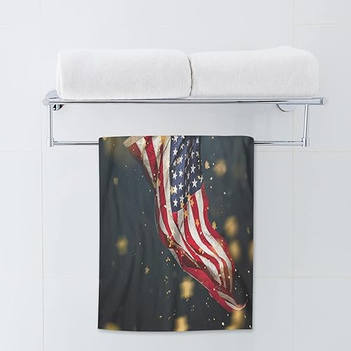 Miniatura 2 de AOYEGO Toallas de baño con bandera estadounidense de águila calva, estrellas y bandera nacional, toallas de mano para cocina, decoración de baño,