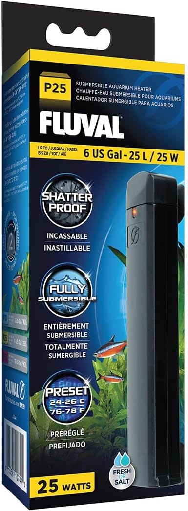P25 Submersible Aquarium Heater for Up to 6 Gallons, 25 Watts
