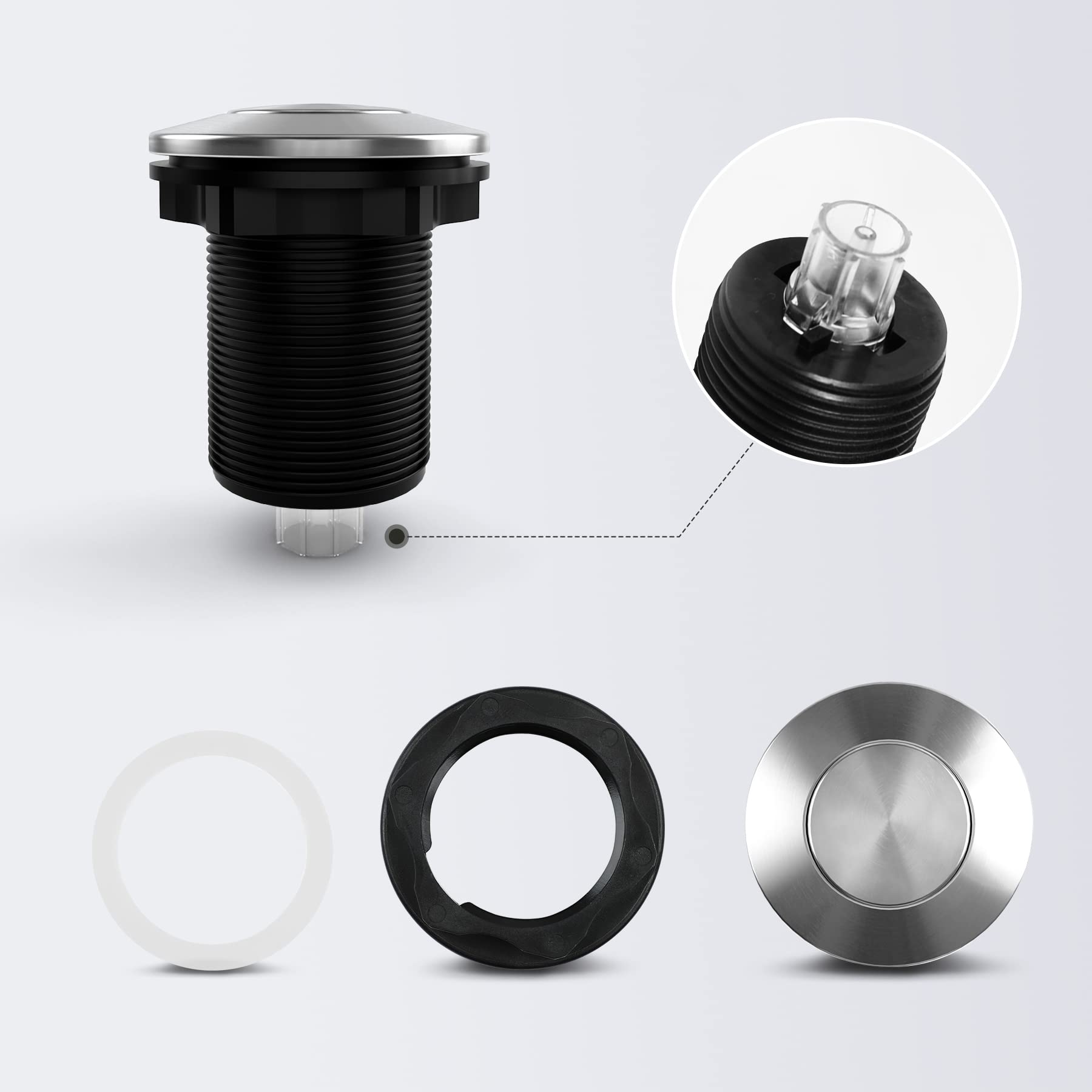 UZLEZ Brushed Gold Sink Garbage Disposal Flange & Stopper Kit – Fits 3.5" Standard Drain Holes, Stainless Steel 304, Rustproof