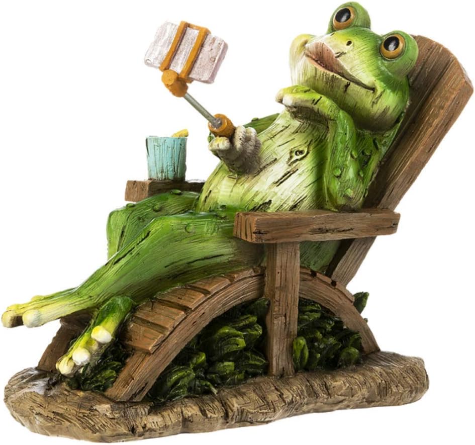 Ganz Home Garden Decor Lounging Selfie Frog Figurine 5.75" H ER61254