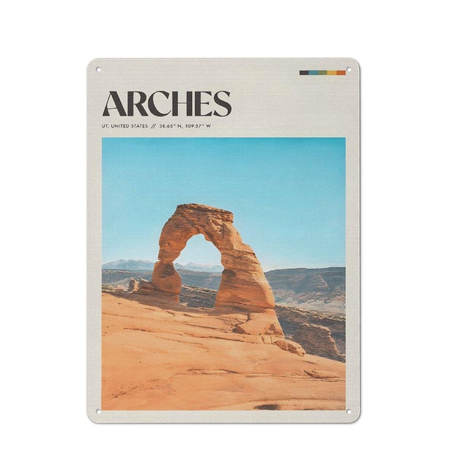 Junmoney Style-1 Arches National Park (2) Rustic Tin Sign 40X30cm For Lounge Or Reading Corner, For Metal Sign Collectors, For Cafés, Pubs And Restaurants