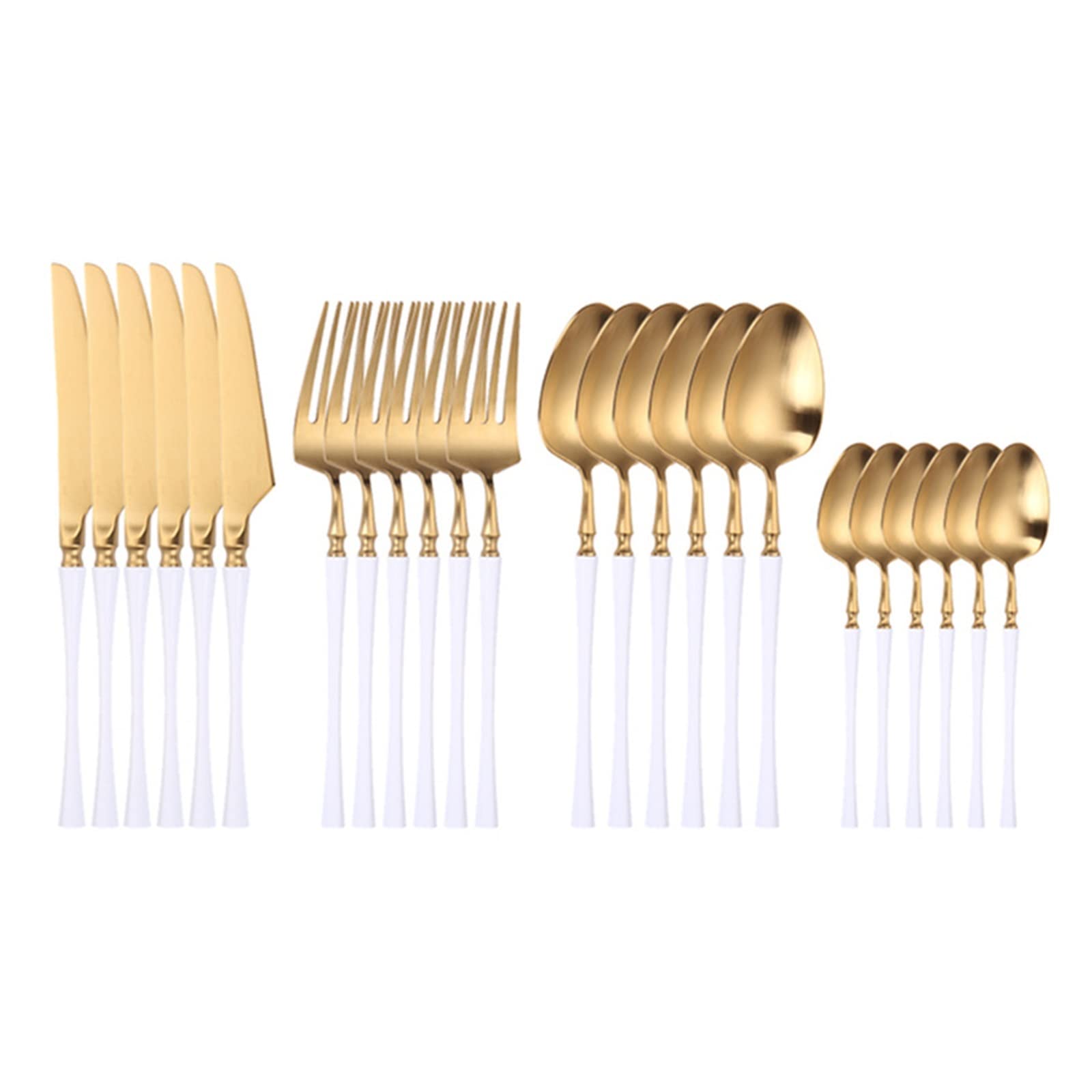 EKBBBYE 6Set/24Pcs Cutlery Set Stainless Steel Dinnerwar Steel Luxury Dinnerware Gold Forks Spoons Knives Steel Cutlery Set