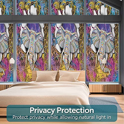 Frosted Glass Window Film, Animal Print Reflective Window Film For Cars Bathroom Office, Sun Blocking Window Coverings, Self-Adhesive 24" X 48", Multi #TOP3
