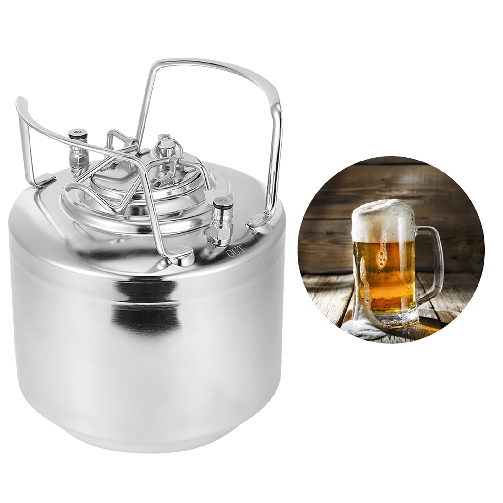 Beer Barrel Beer Keg Stainless Steel Homebrew Keg Mini Beer Barrel Cola Beverage Keg Beer Brewing Accessory Stainless Steel Beer Barrel on Fridge.com - View 4