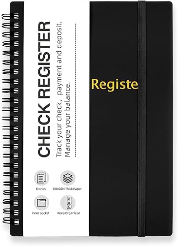 Registros de cheques para chequera personal, libro de registro de cheques de doble espiral, planificador de presupuesto con registro de cheques para
