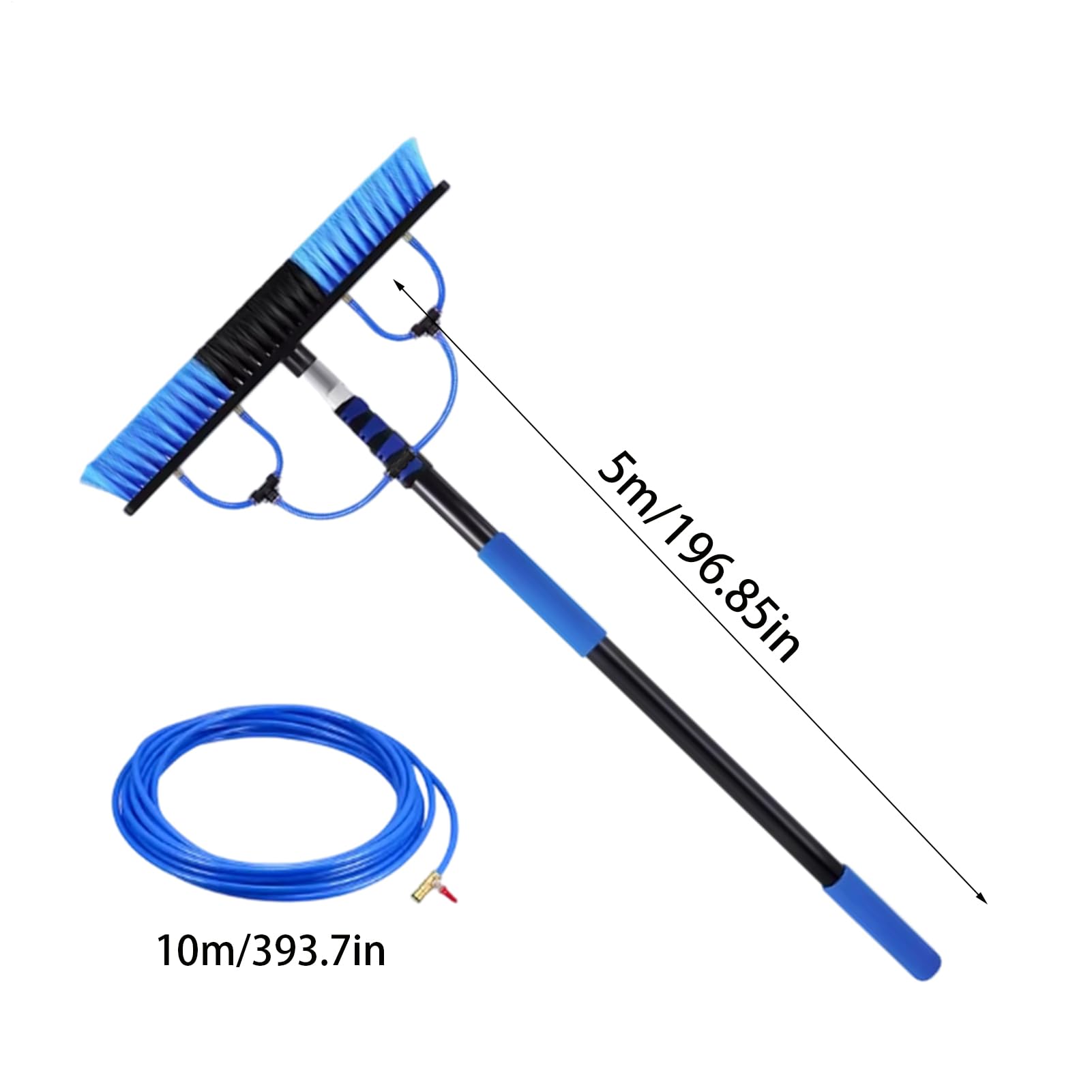 Cepillo De Limpieza Para Paneles Solares Alimentado por Agua Ligero | Cepillo Solar Telescópico de 5 m con Dosificador de Jabón y Manguera de Agua de 10 m Para Ventana Techo Parabrisas