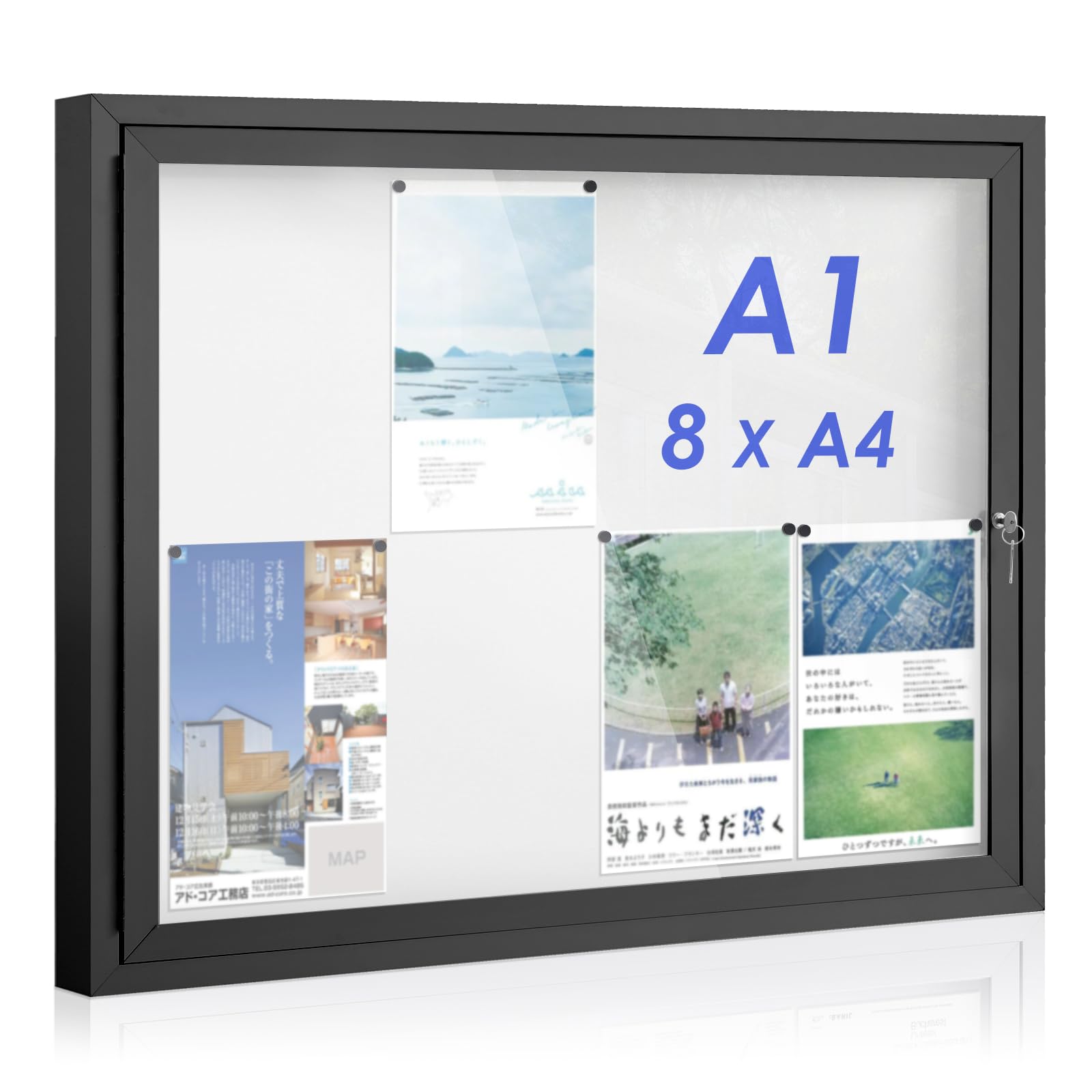 Amazon | SWANCROWN 掲示板 屋外 A1 鍵付き 屋外掲示板 防水 8 x A4