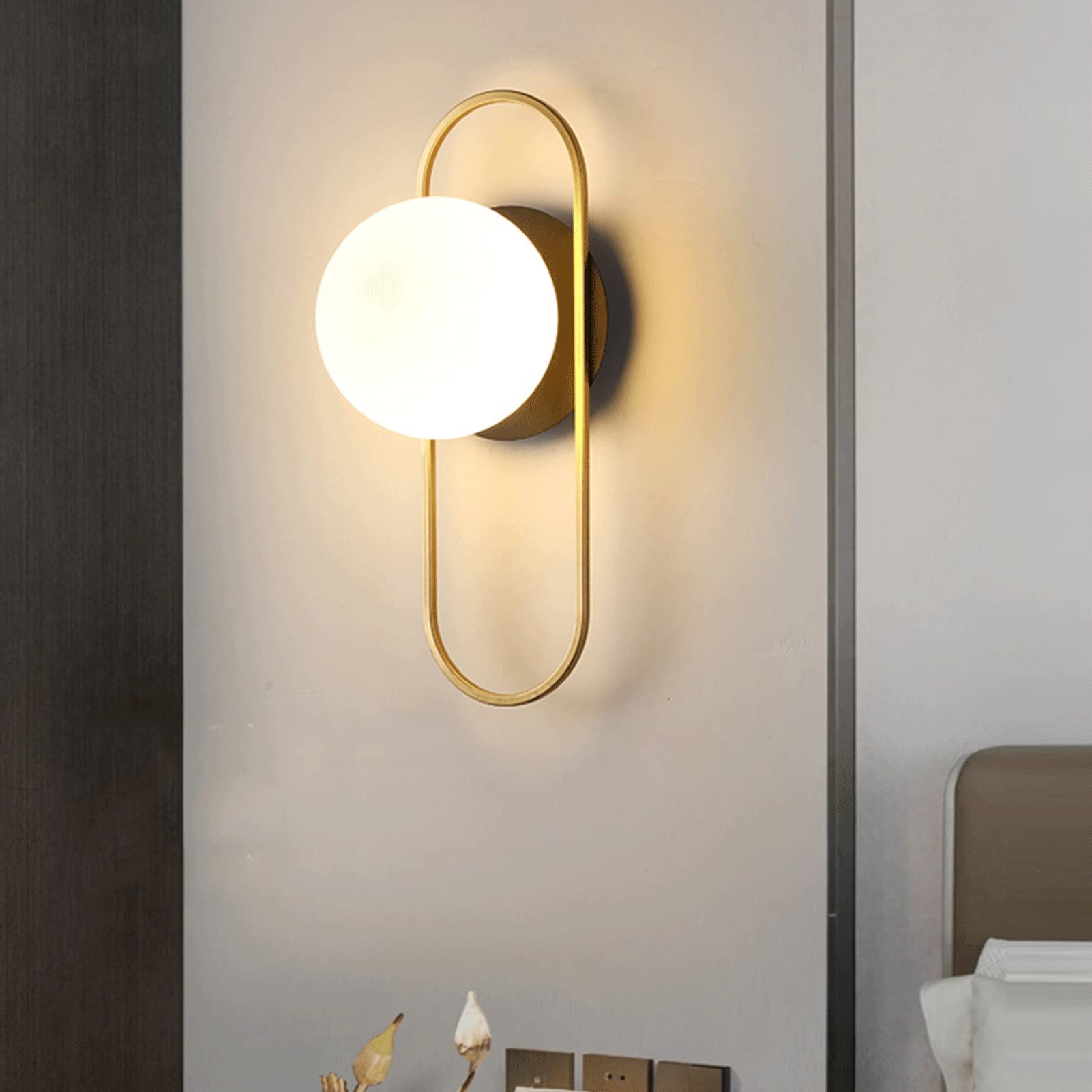 Oświetlenie ścienne Nowoczesne oświetlenie ścienne z połowy wieku, lampa ścienna do wnętrz ze szkła mlecznego, oświetlenie ścienne do restauracji, salonu, łóżka, schodów, łazienki, lustra, v