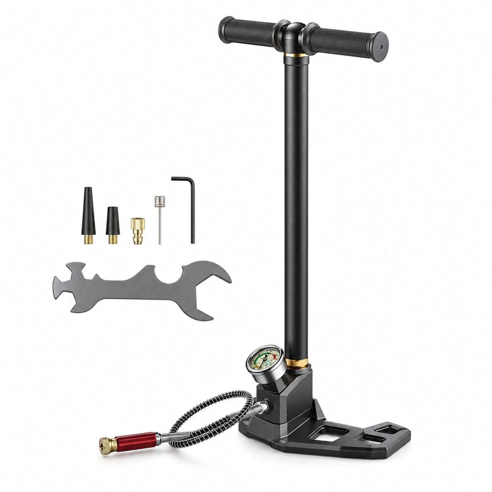 PCP Standpumpe mit Manometer, Edelstahlgehäuse für Fahrrad und Auto