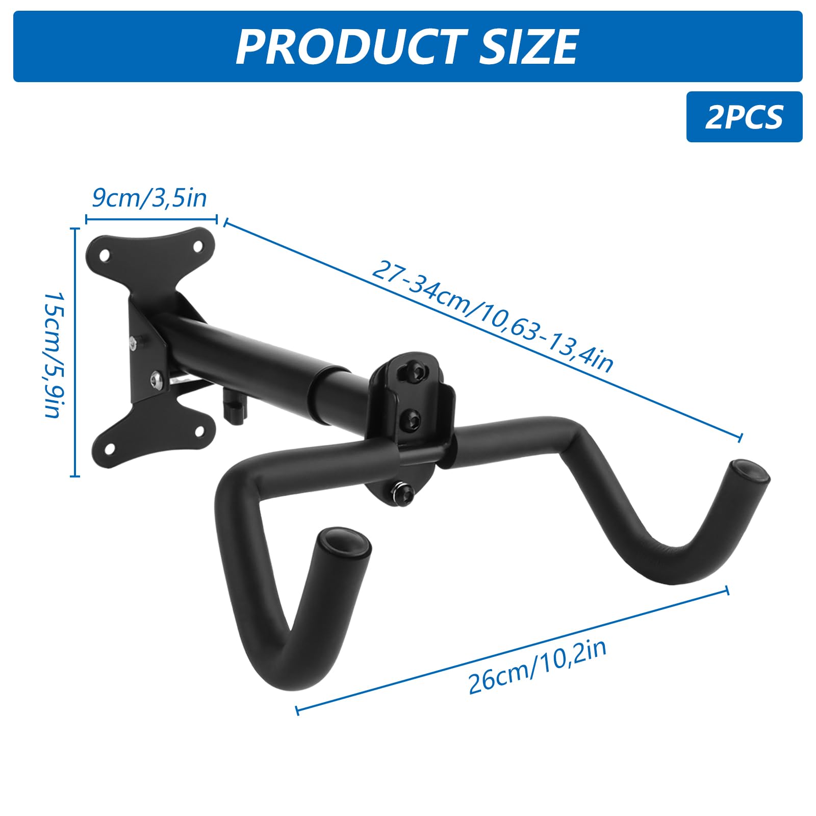 Support Mural pour Vélo Pliable et Rembourré, Porte-Vélos Mural 2 Pièces pour Garage VTT