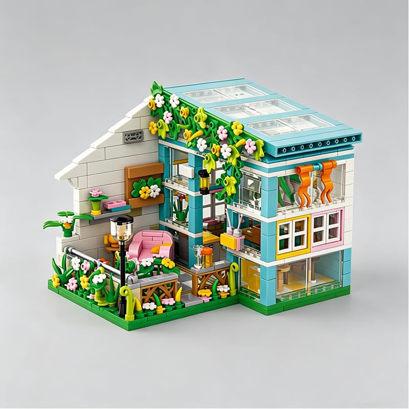 Image of SKY LINE OCEAN Garden LED House Building Block Set, 626+ PCS DIY Mini House with Lights, Creative Garden Cottage Model Kit, Construction Toy Gift for Kids & Teens | 5 Year Structural Warranty