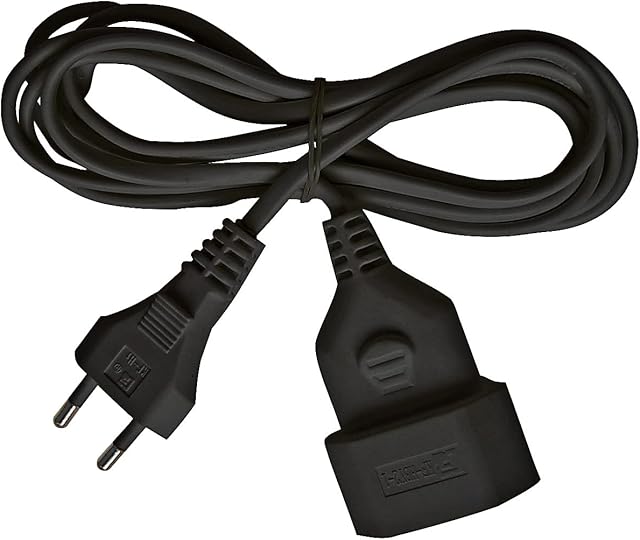 Brennenstuhl Przedluzacz z tworzywa sztucznego (przedluzacz do zastosowan wewnetrznych, kabel 3m, z wtyczka Euro i zlaczka) czarny