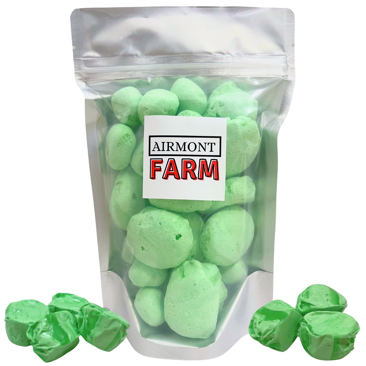 Freeze-Dried Candy Salt Water Taffy 2 oz - Cut To Bite Sized Pieces - Ships In Box - Deliciously Crunchy, Intense Flavor, Lightweight Snack (Green Apple)