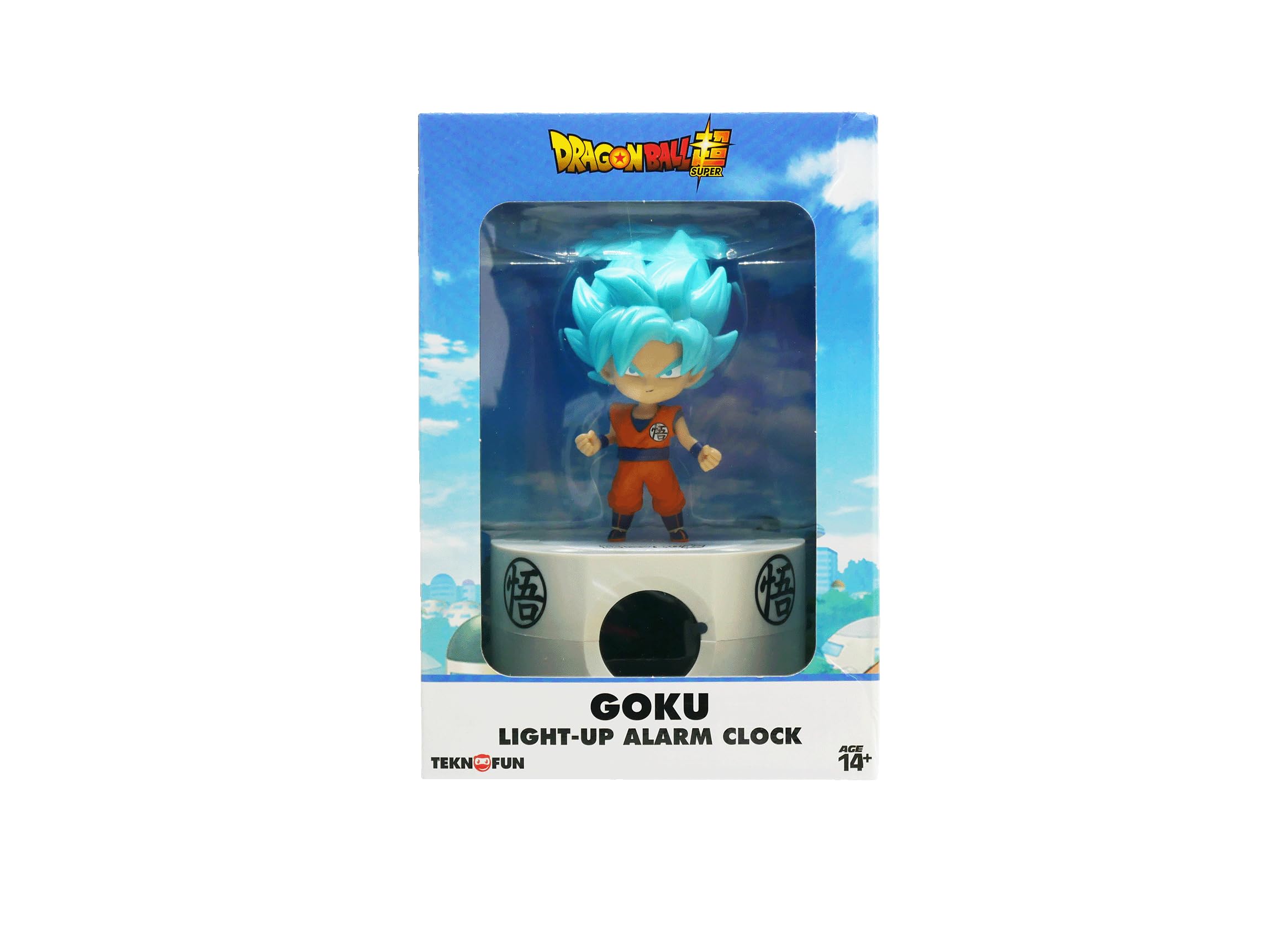 TEKNOFUN - Dragon Ball Licencia Oficial - Despertador Digital Goku Luminoso 18 cm - Pantalla 12/24h, Fecha, Temperatura - Funciona con 3 x AAA - Cable USB-C (Incluido) - 811327