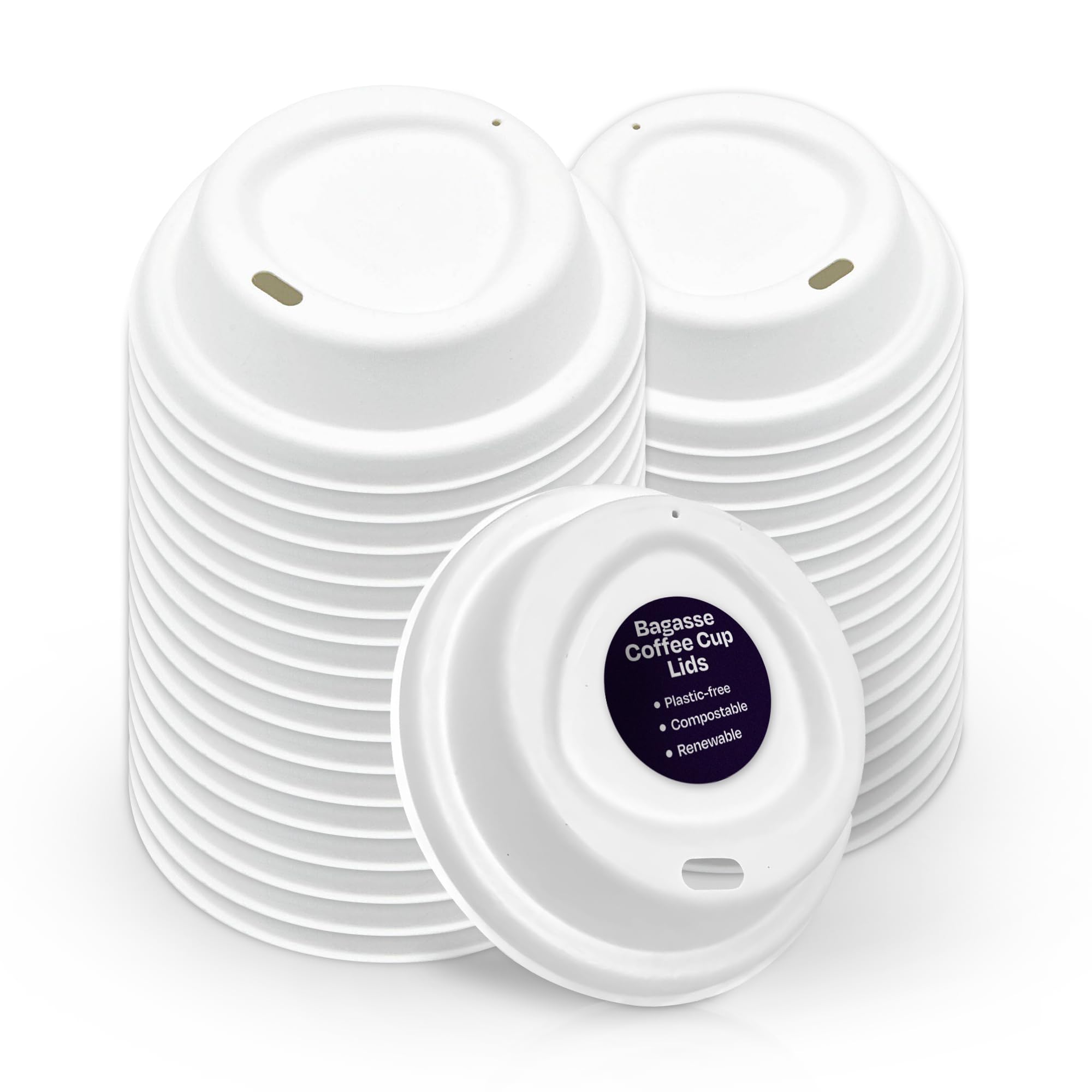 12oz /16oz (90mm) SIP Through PET Plastic Coffee Cup Lids for Paper Coffee Cups - Black or White Available! (White, 100)