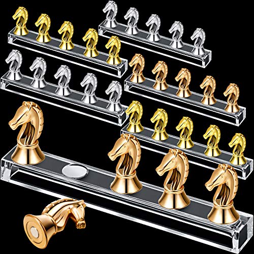 6 Sets Magnetic Nail Tips Holders Acrylic Nail Display Stands Nail Practice Stand Nail Art Training Stands for DIY Nail Salon Manicure Tool, Horse Style (Rose Gold, Silver, Gold)