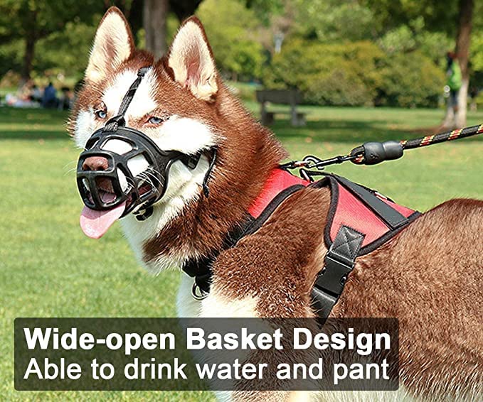Image of Woofy Pet Muzzle /Mouth Cover for Anti Biting Dog Adjustable Pet Safety Strap Plastic Muzzle Cum Mouth Cover /Basket Cage (Large)