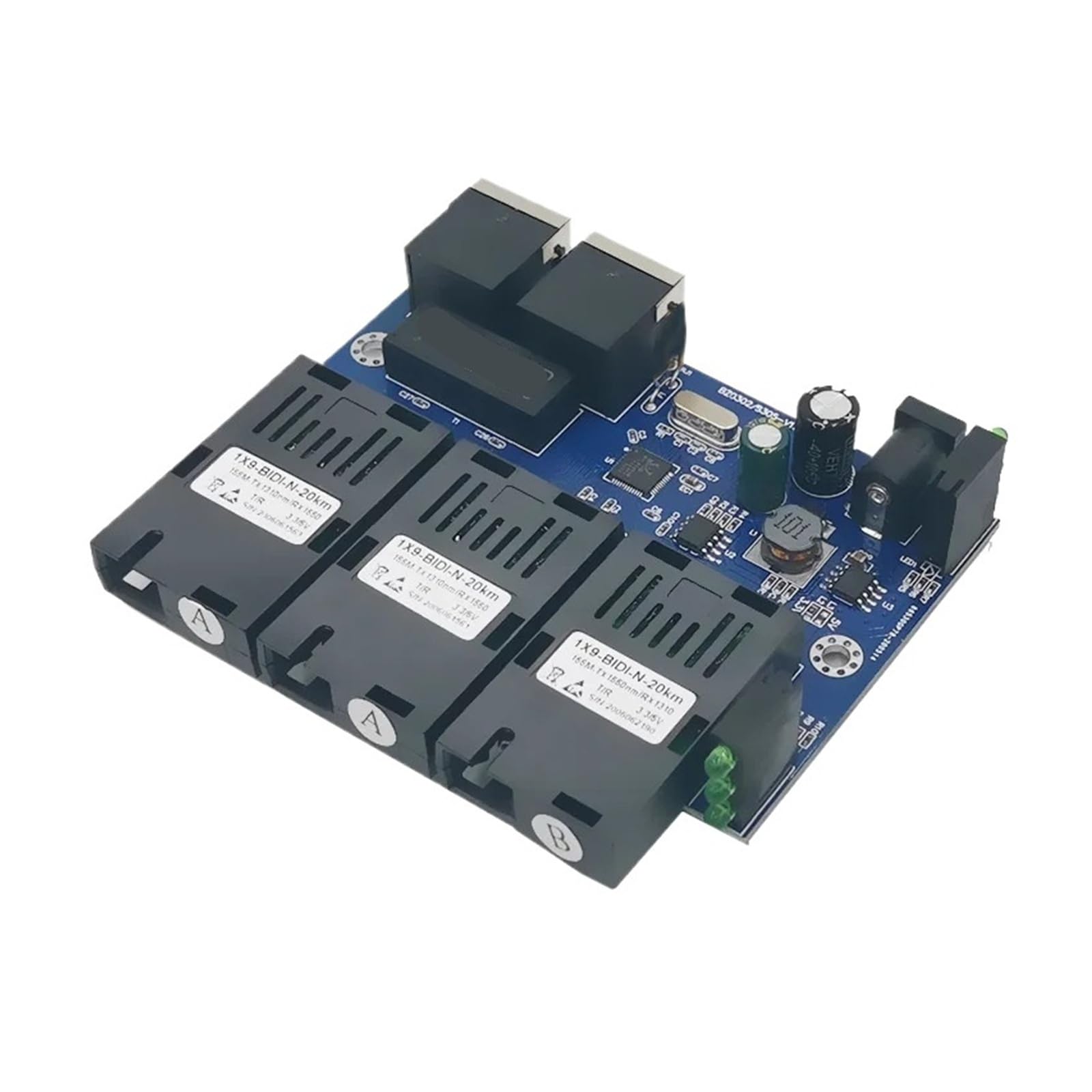 Commutateur/convertisseur Fast Ethernet 3F2E, monomode, 20 km, 2 ports RJ45, 3 fibre optique 10/100 Mbit/s(3PCS PCBA Power)