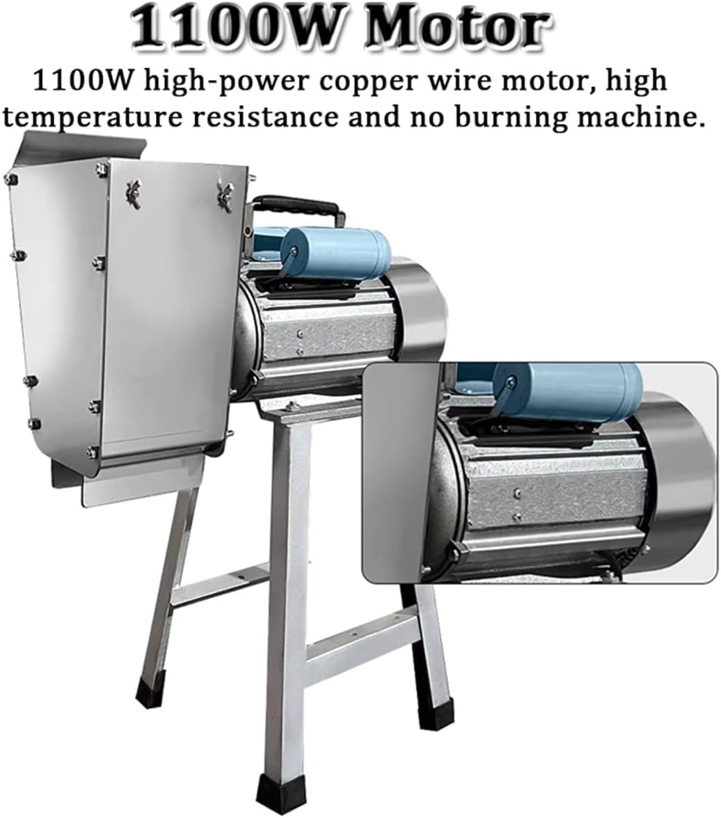 Presse-purée électrique 1100 W en acier inoxydable avec arbre et engrenage. Haute capacité de pression pour purée de pommes de terre, ail et tomates. Nettoyage facile pour une utilisation domestique