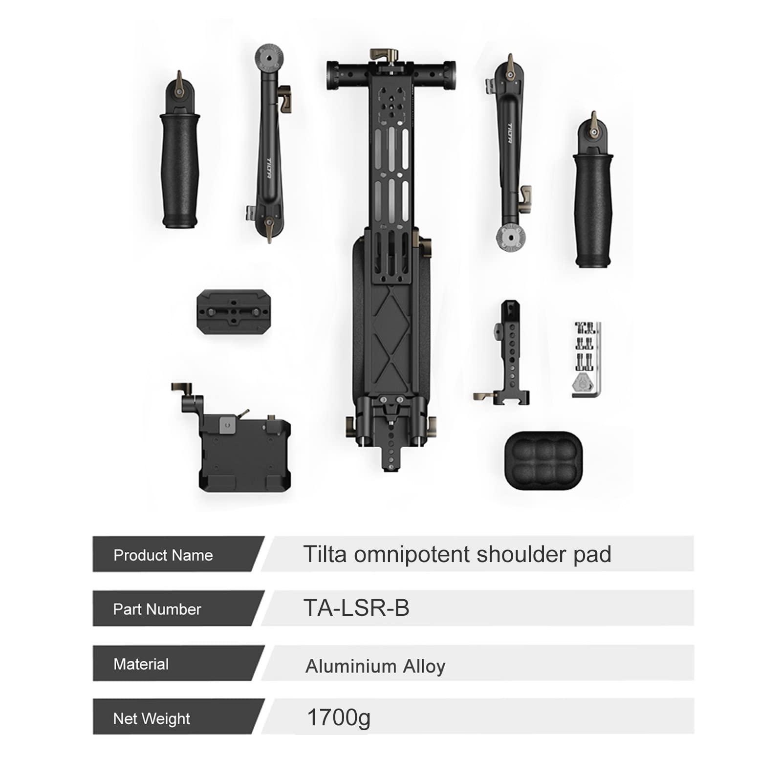 TILTA TA-LSR-B-2 Lightweight Shoulder Rig Rosace d'épaule légère Double Plaque de Base pour Sony A1 A7S III A7M4 FX3 R5 R5C GH6 Rouge Komodo