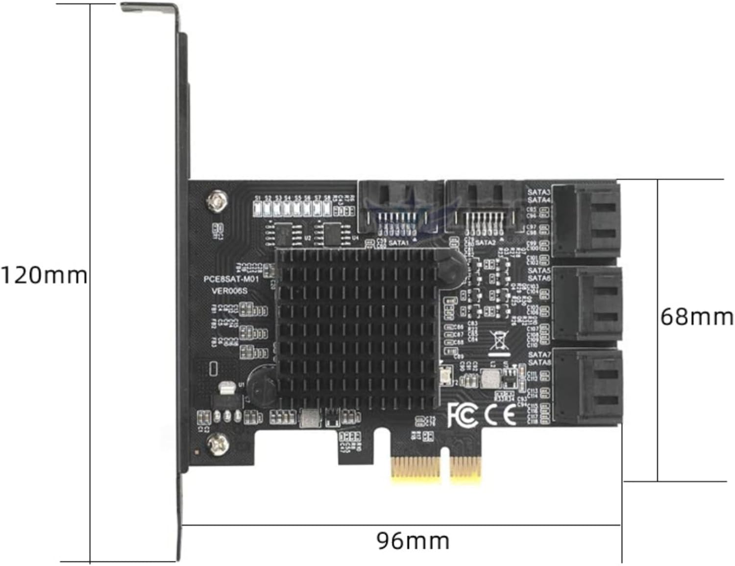 PCIE SATA Cards, Ports SATA III 6Gbps Controller Cards with Low Bracket, PCIE (1X 2X 4X 8X 16X) SATA3.0 Interface Expansion Cards for for Linux