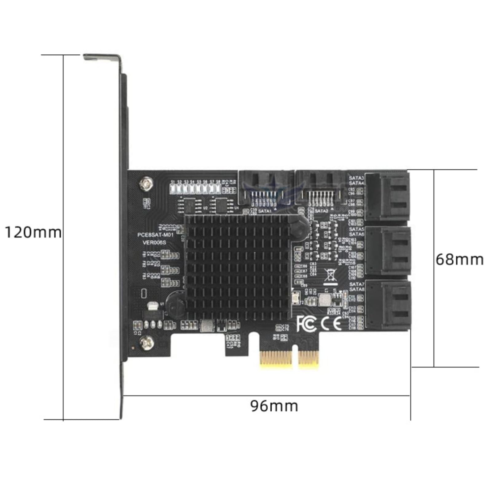 Tarjeta SATA de 8 Puertos, Tarjeta de expansión de Controlador PCI-E a SATA 3.0 con Soporte de Perfil bajo, Tarjeta de expansión de Interfaz SATA3.0 para Windows 7/8/XP/10