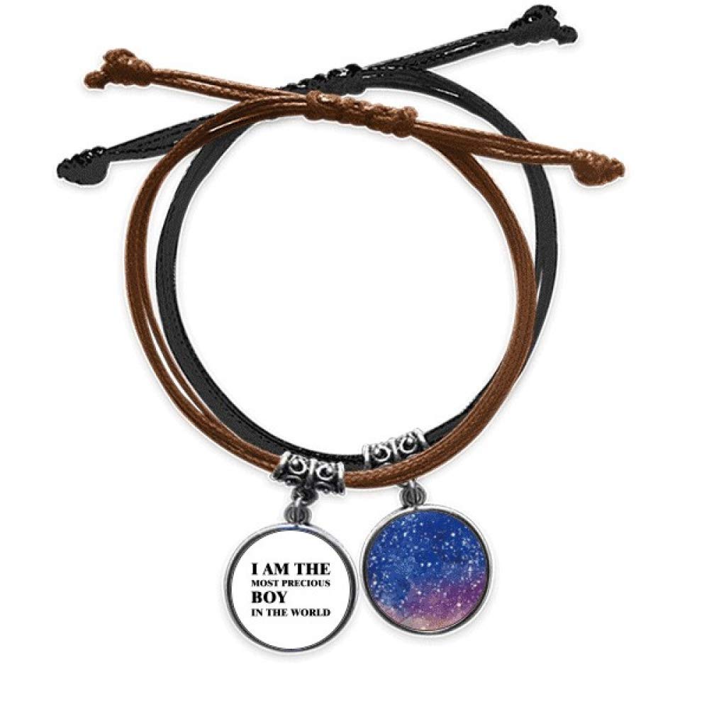 Pulsera Yo Soy el niño Precioso de cuerda y cuero azul cielo ajustable 3