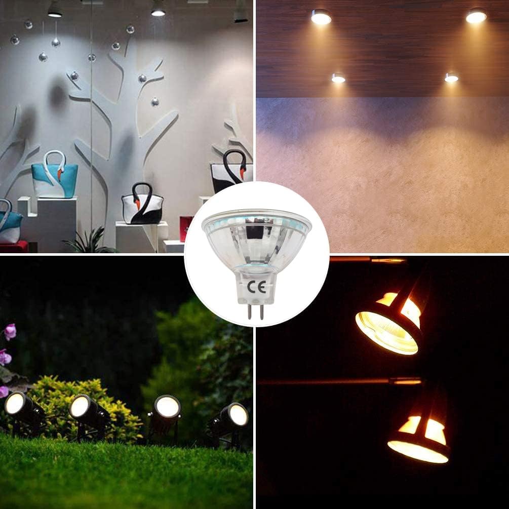 GRV MR16 GU5.3 LED Light Bulb 48-2835SMD AC12V DC12-24V 3W Non Dimmable Glass Cover 30W 35W Halogen Replacement Track Lighting Spotlight Cool White Pack of 2