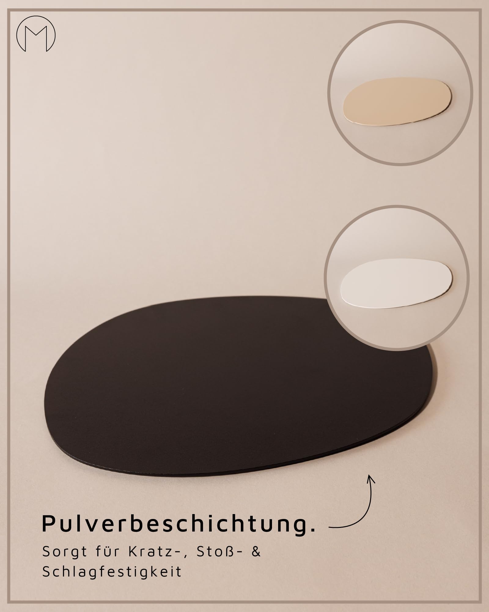 Metallbude Dekotablett Siva - Weiß - Minimalistisches dekoratives Tablett aus pulverbeschichtetem Metall - 30x23 cm