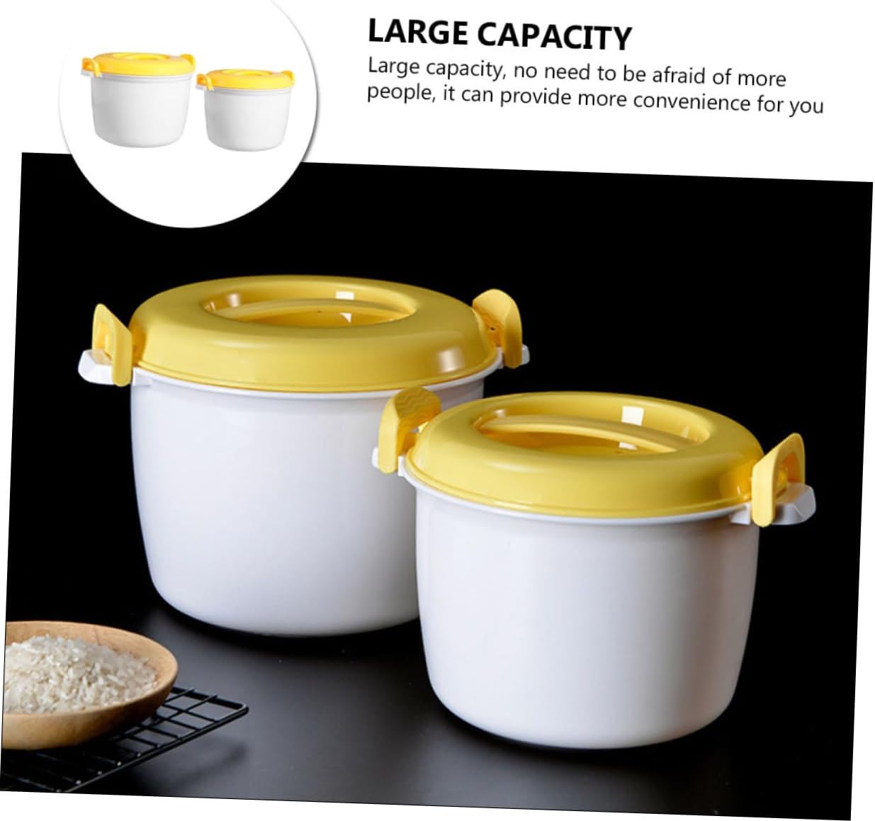 Luxshiny 2pcs Microwave Rice Cooker Steamer Set Portable Food Container for Rice and Vegetables High-temperature Resistant Plastic for Home Use Easy to Clean and Multi-functional