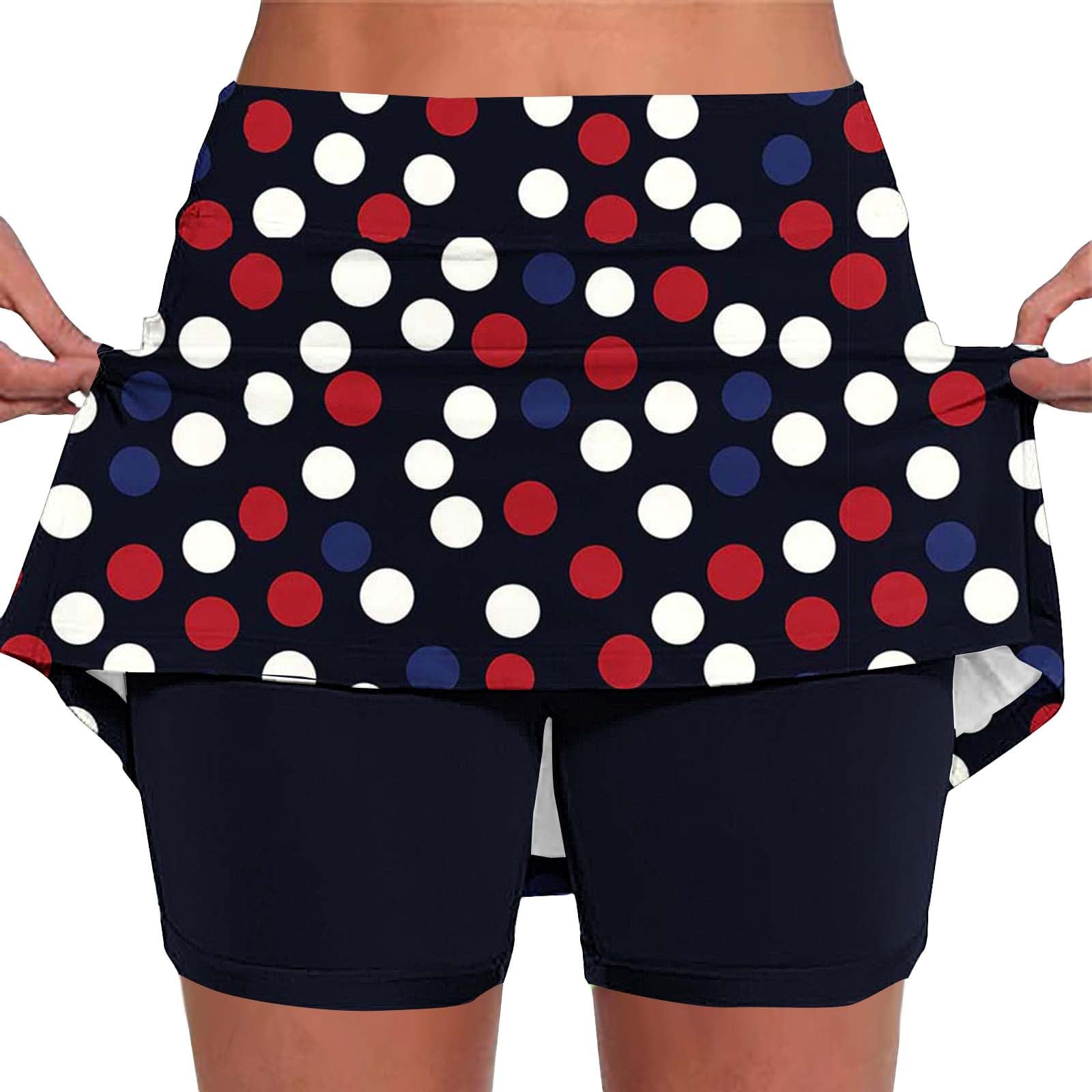 Skorts for Women Plus Size Tummy Control Legging with Skirts Casual High Waist Mini Skirts Athletic Tennis Short — view 13