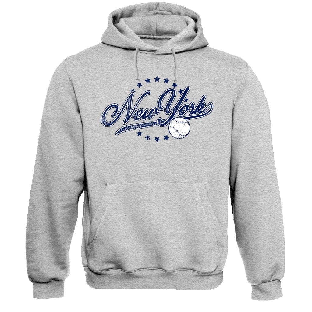 Pro Baseball Vintage Team Men's Retro Fan Apparel, New York - Grey Hoodie, Medium — image 1