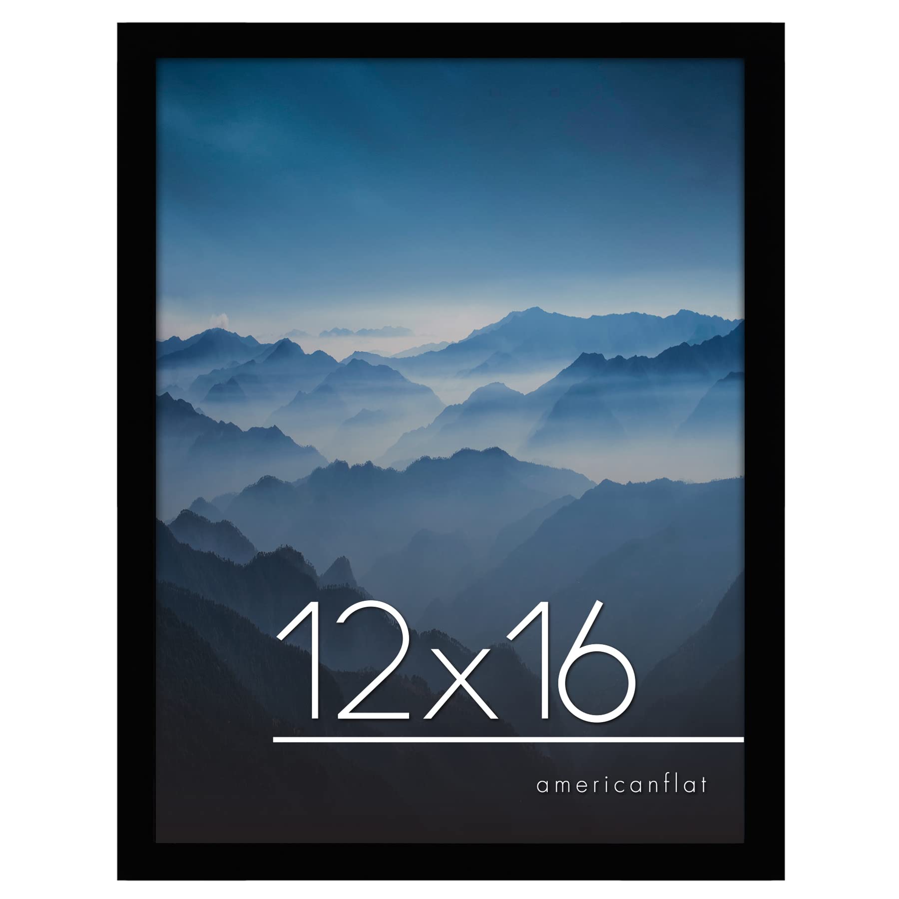 Americanflat 12x16 Picture Frame with Shatter-Resistant Glass - Gallery Style Frame with Engineered Wood - Signature Collection - Photo Frame for Wall Display - Black