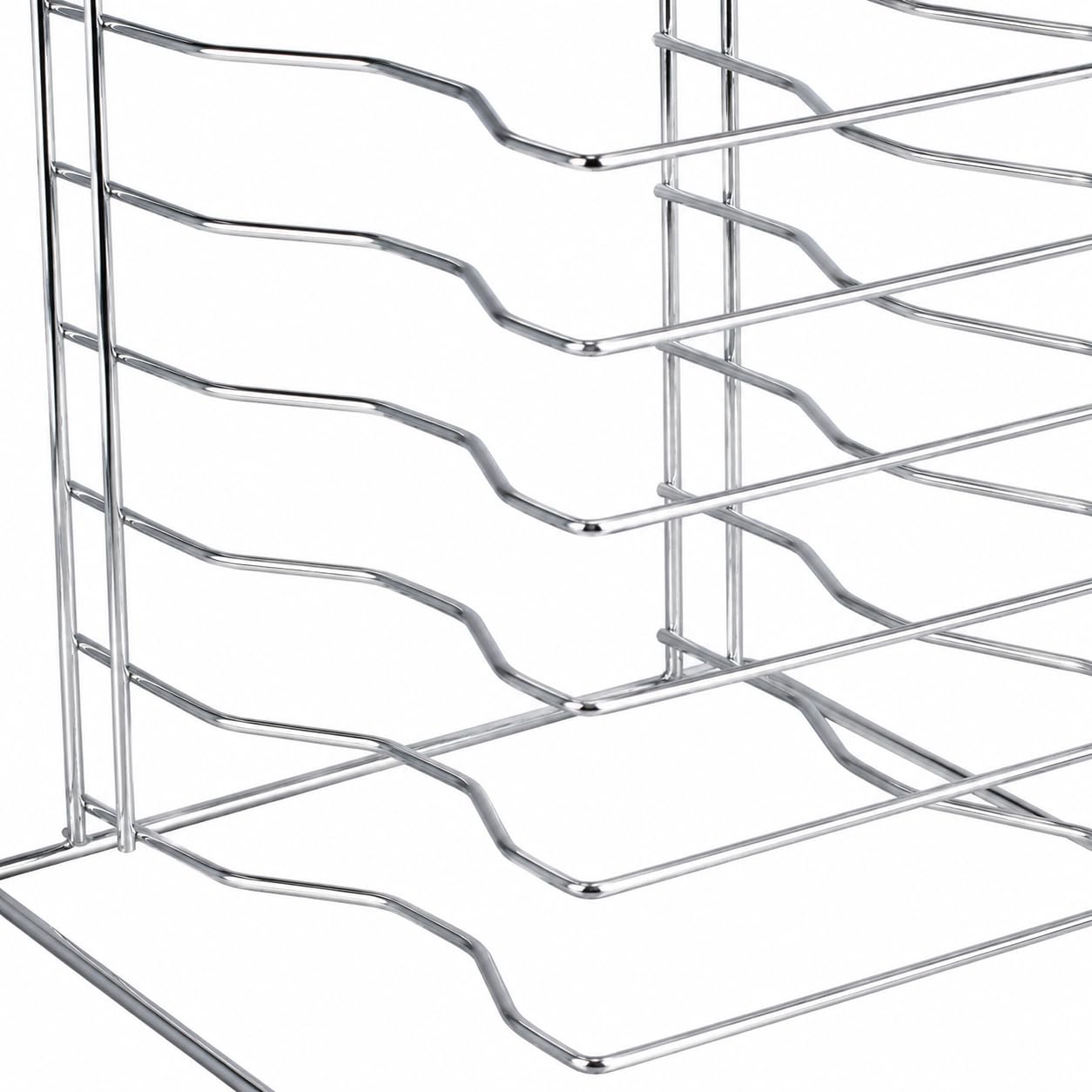 Support pizza rectangulaire, grille de rangement pour plaques à pizza, râtelier de comptoir en fer plaqué argent, 30,5 × 30,5 cm, 30,5 x 30,5 x H42,5 CM (8 couc