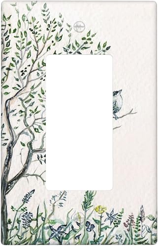 Miniatura 36 de Placas de pared para receptáculo de dispositivo dúplex de 1 banda, cubiertas de toma de corriente azul retro onduladas, cubiertas decorativas para