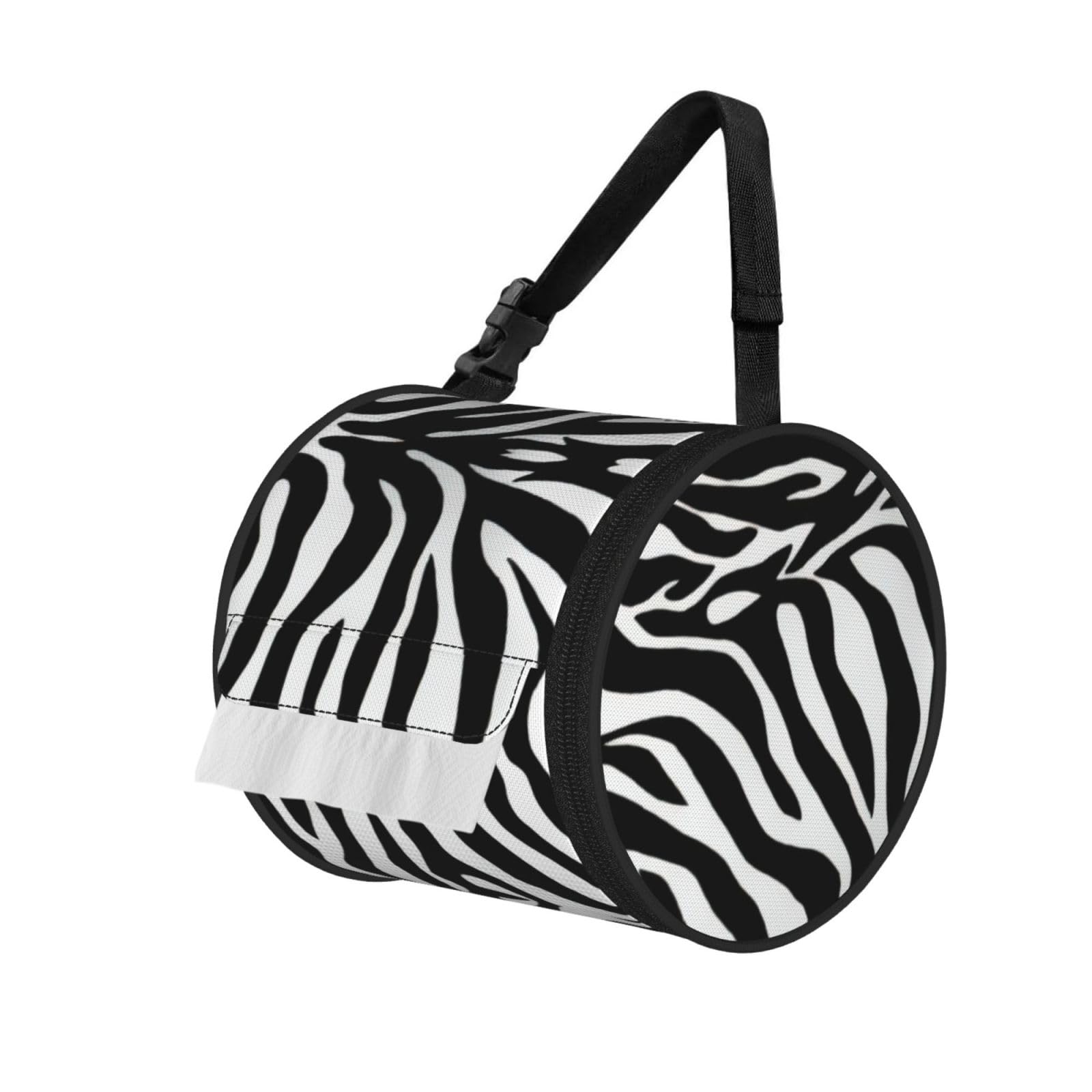 Zebra Print Printed Toilet Paper Holder Bag, Adjustable Strap Roll Paper Organizer for Car Kitchen Outdoor