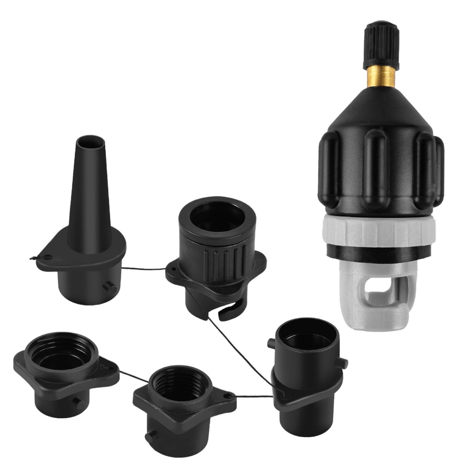Adapter do pompki do łodzi, 5-częściowy, adapter do pontonów, adapter do pontonów, adapter do wentylu powietrznego, adapter do pontonów, deska SUP
