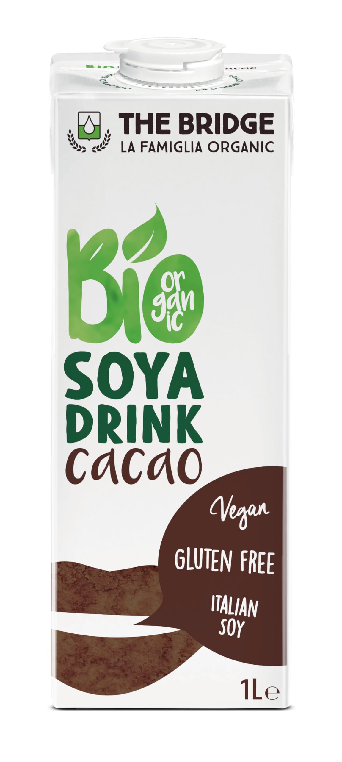 The Bridge - Bio Soya Drink Cacao - Bevanda Biologica a base di Soia con Cacao (Formato da 1 litro, Scatola da 12 pezzi)