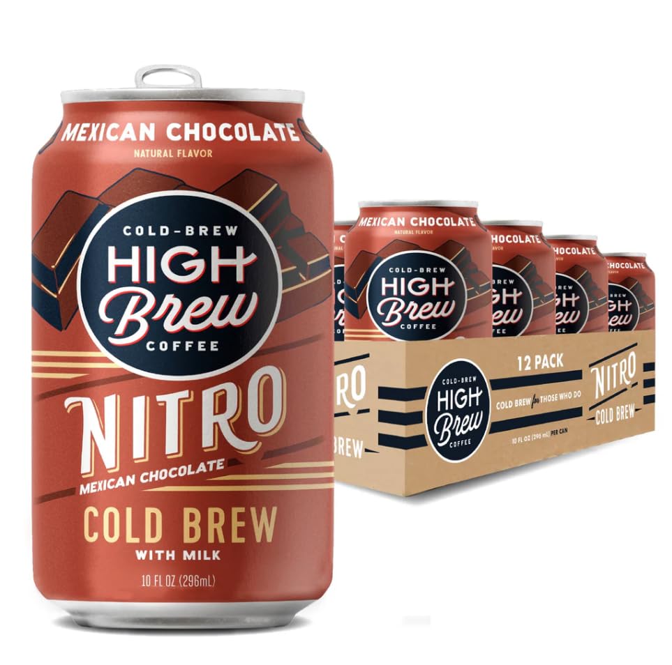 High Brew Coffee | Nitro Cold Brew, Mexican Chocolate | Sugar-Free, Dairy-Free, 200mg Natural Caffeine | Smooth Low-Acid Coffee Infused with Nitrogen, Ready-to-Drink | 10 oz Cans (Pack of 12)