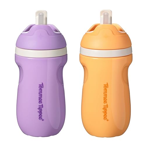 Tommee Tippee Vaso deportivo aislado a prueba de derrames, para niños de más de 12 meses, 9 onzas, asa de transporte deportiva, boquilla resistente