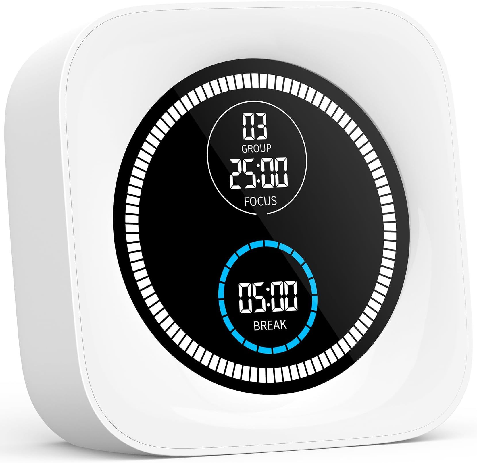 HAUKINIX Pomodoro Time Productivity Focus Timer 99 Min Visual Countdown Stopwatch Desk ADHD for Study, Work, Student, Procrastination, Loud Alarm/Mute/Vibration, 2 Brightness Levels