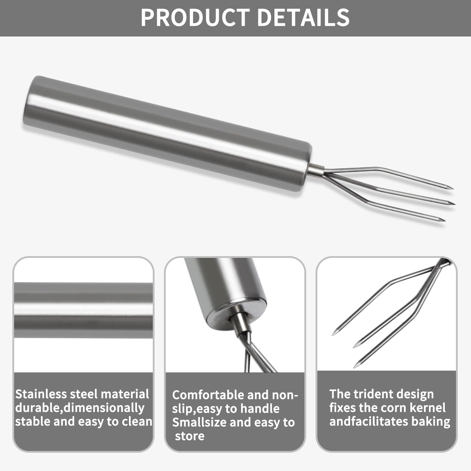 VZU 4 forchette per patate in acciaio inox, 18,3 x 1,9 cm, forchetta