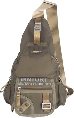 INNTURT Nylon Sling Bag Small Backpack Crossbody Shoulder Bag Sling Pack Large Green