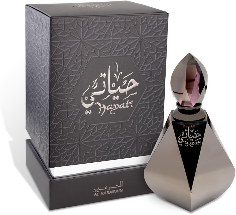 Al Haramain Hayati for Unisex - 0.4 oz Concentrated Perfume Oil - Arabian Perfume for Women and Men - Long Lasting Amber, Musk & Woody Fragrance - Arabic Perfume