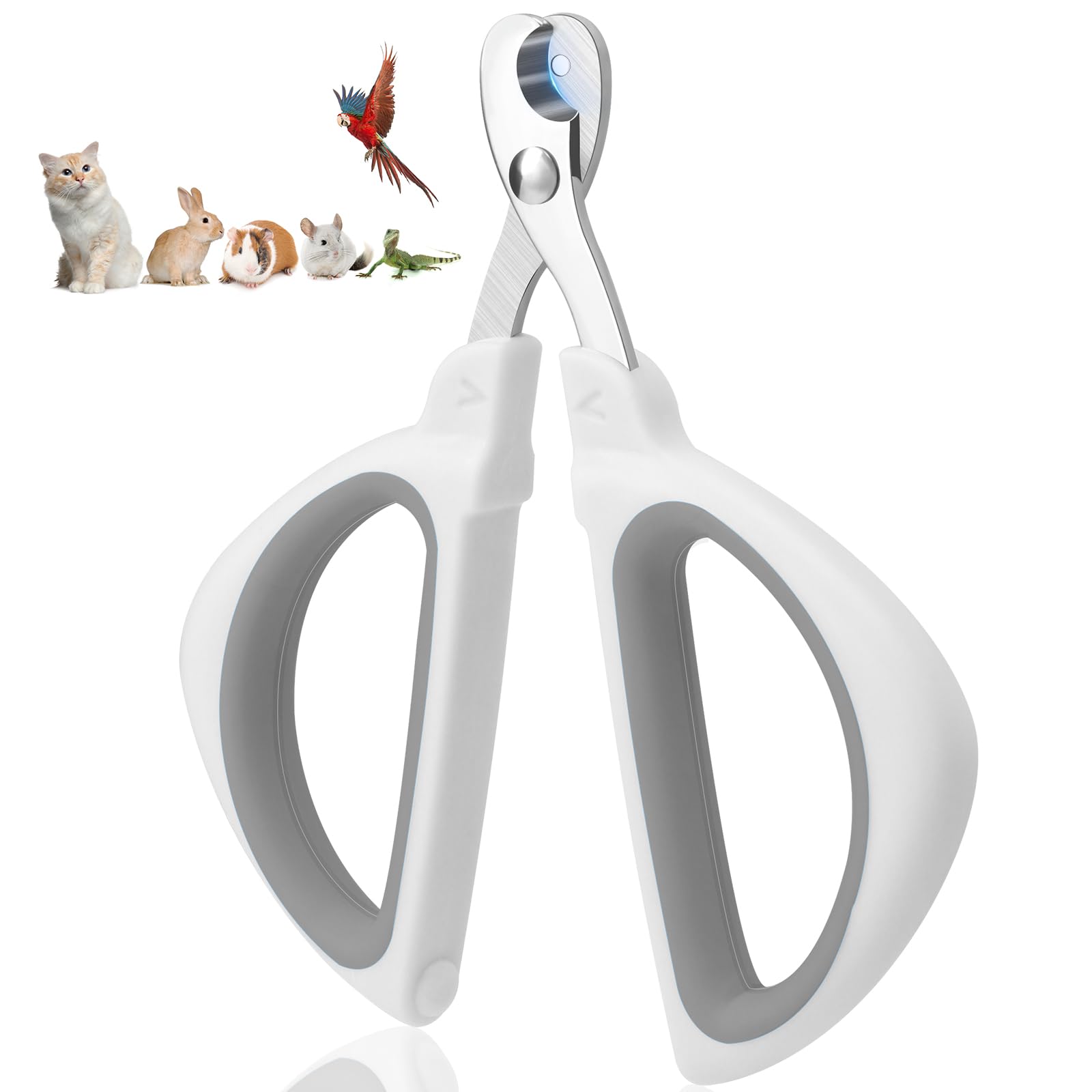 Cat Claw Clipper, Professional Cat Nail Clippers with Safe Positioning Hole, Kitten Nail Clipper Suitable for Kittens, Guinea Pigs, Birds, Puppies, and Small Animals (Grey)