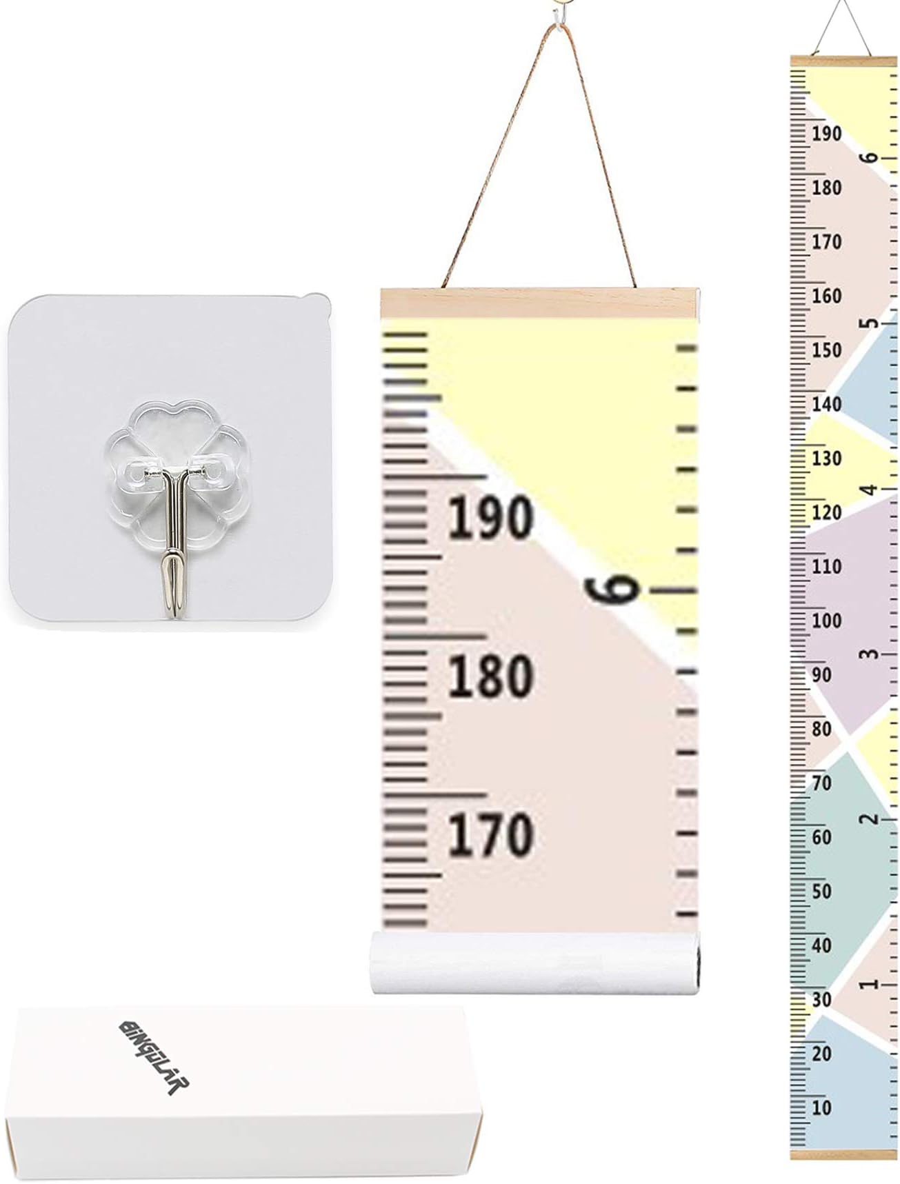 Kids Growth Chart,Bingolar Children Height Chart Growth Wall Chart Height Wall Chart Art Hanging Rulers for Kids Bedroom Nursery Wall Decor Removable Height and Growth Chart(Pink 7.9 x 79in)