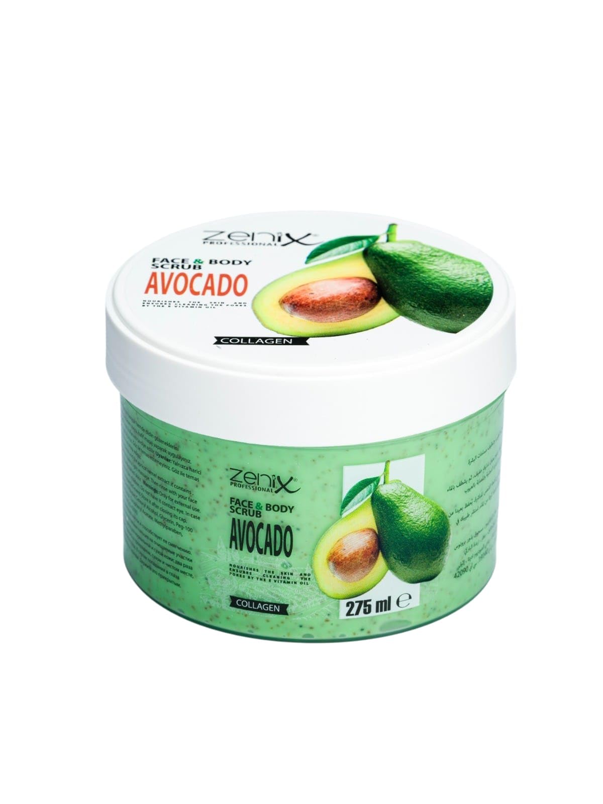Zenix Professional Avokado Özlü Yüz ve Vücut Peelingi, Kolajenli, 275 ml
