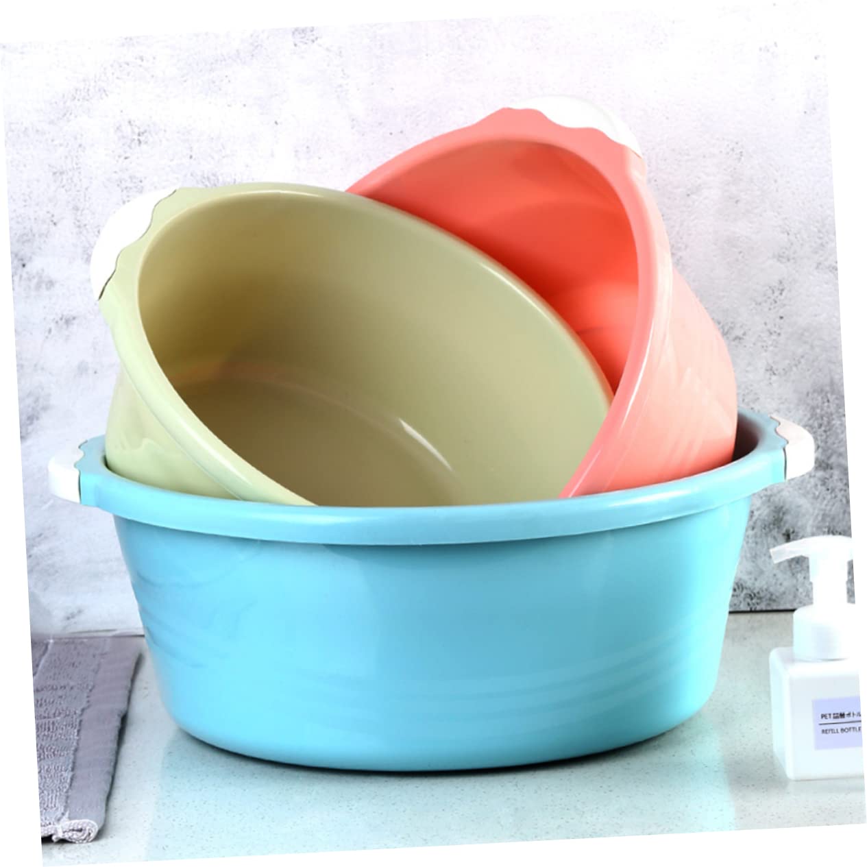 COLLBATH Washing Basins 2pcs Fashion Bucket Wash Basin Small Multipurpose Washtub Household Simple Basin Obesity Aids Fake Teeth Washbasins Household Washbasin Small Pot Round